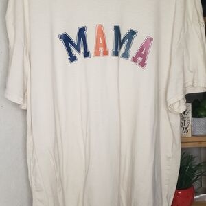 SHEIN Cream Tee with Multicolor 'MAMA' Design